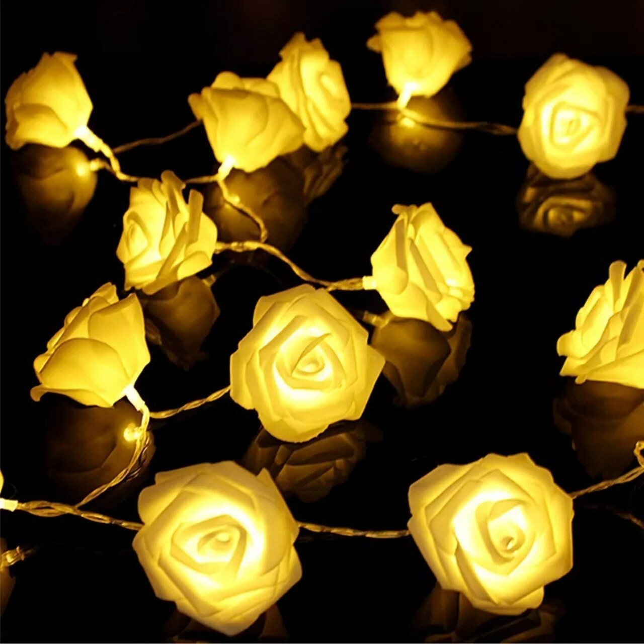 2 Packs 20 LED Rose Flower String Lights 10ft Battery Operated Decorative Light